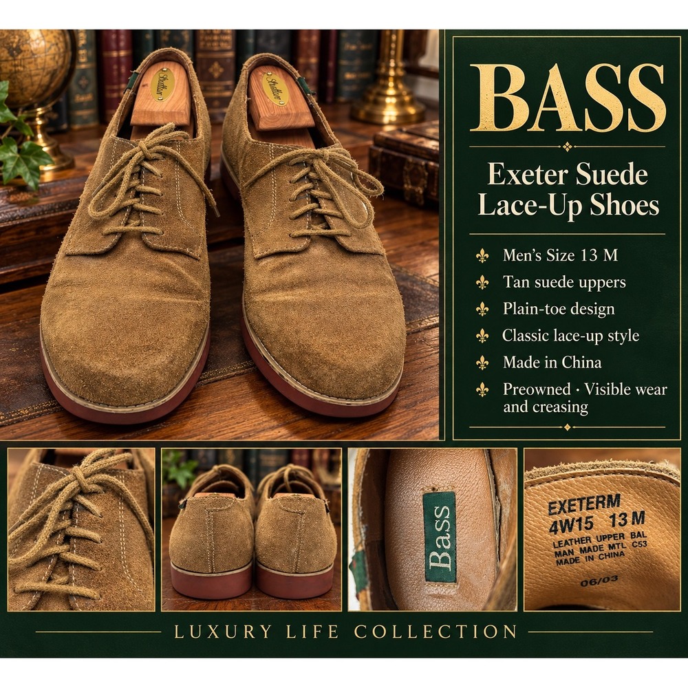 G.H. Bass & Co. Exeter Genuine Buc Tan Suede Oxford Shoes Mens 13 M 4W15